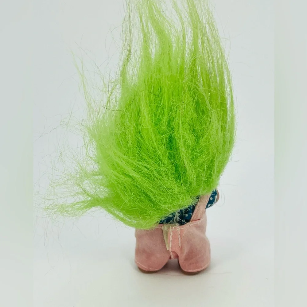 Norfin Dam Troll Doll Small Green Hair Overalls 1985